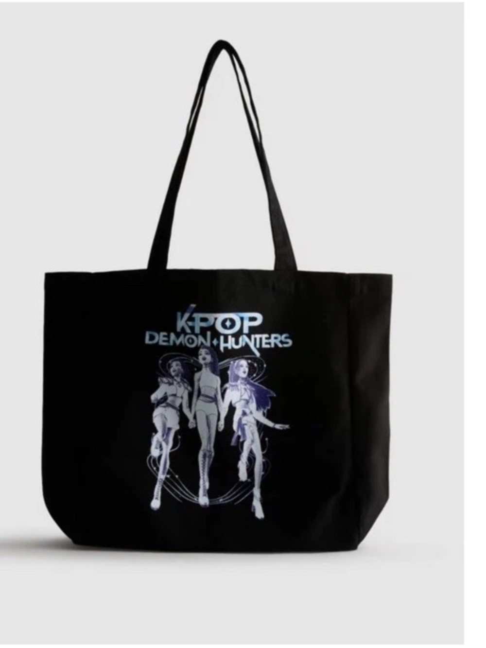 Primark Black K-Pop Demon Hunters Graphic Tote Bag